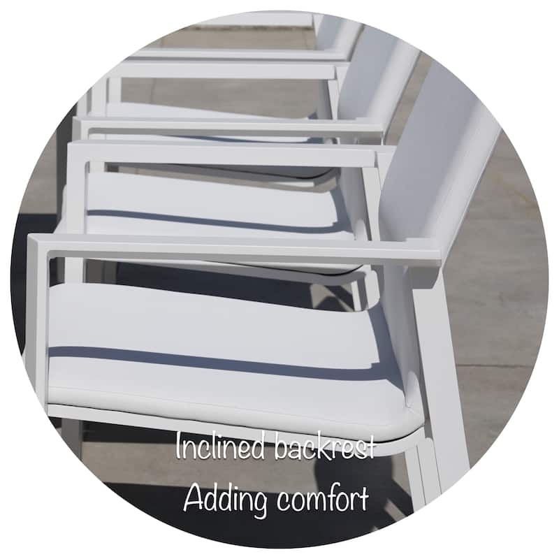 San Giovani White 7-Piece Aluminum Outdoor Dining Set with Sling Set in White - N/A