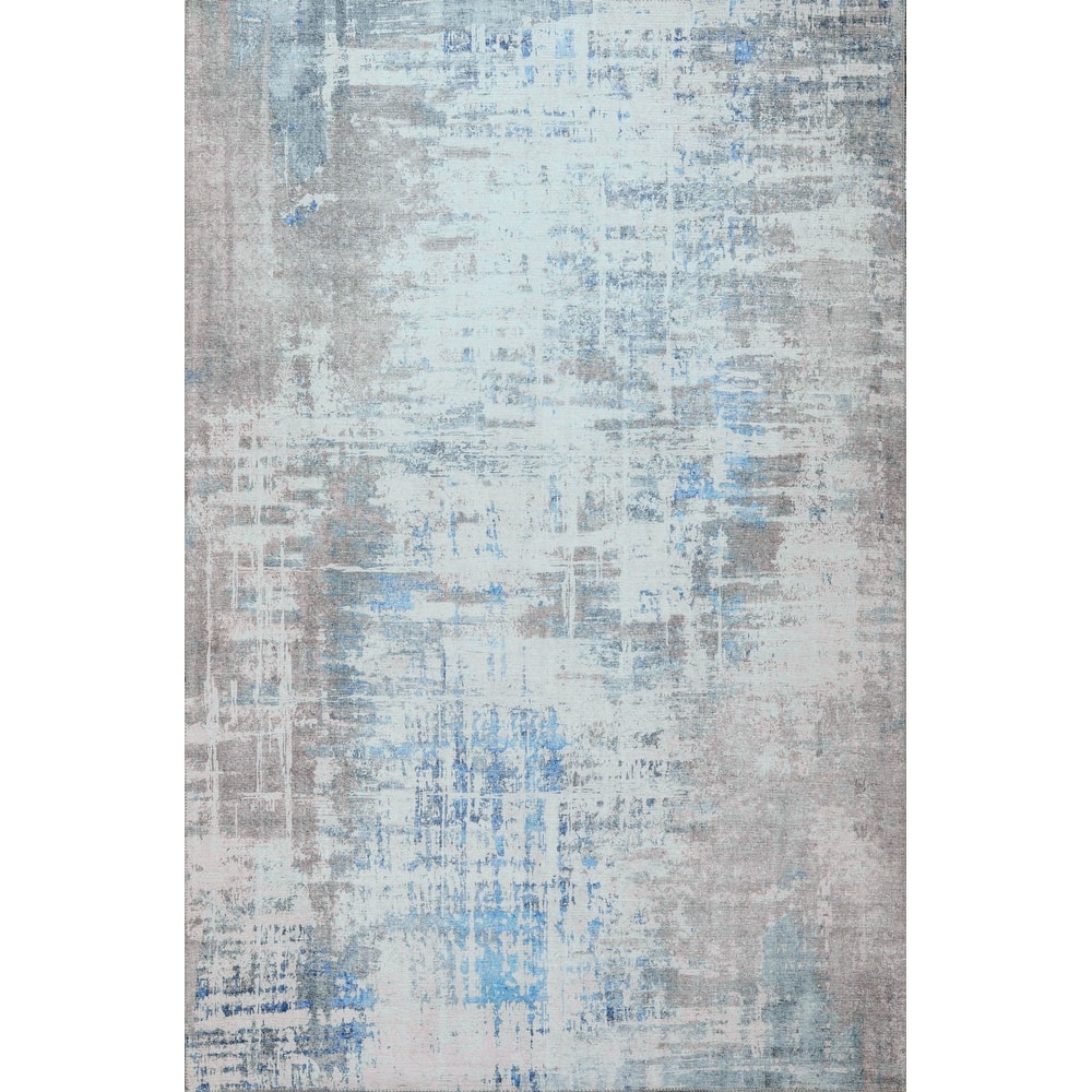 Domani Grove Machine Washable Modernly Distressed Area Rug