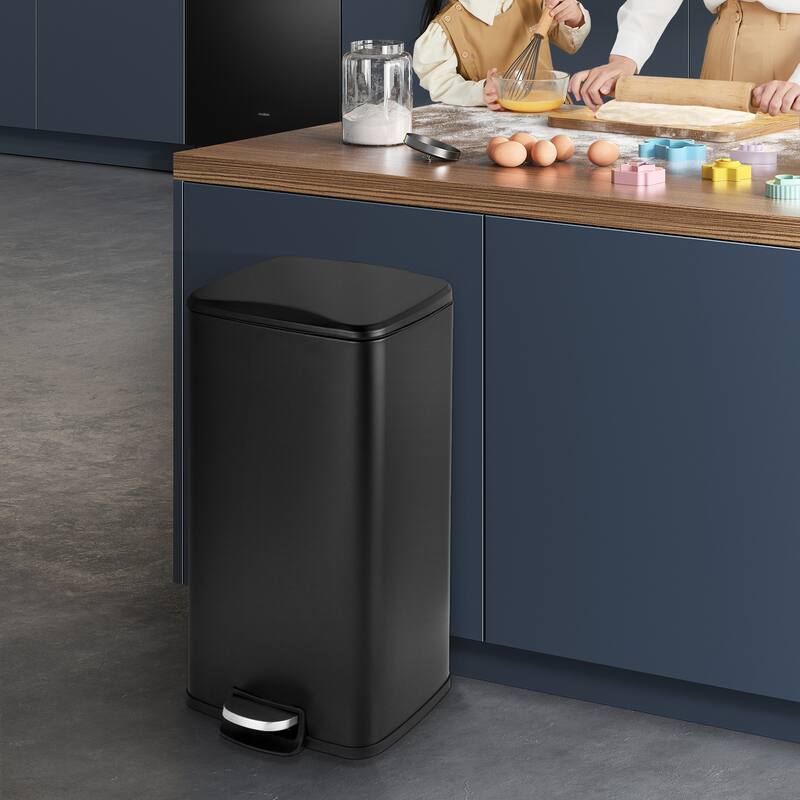 Innovaze 8 Gal./30 Liter Rectangular Matt White step-on Trash Can for kitchen