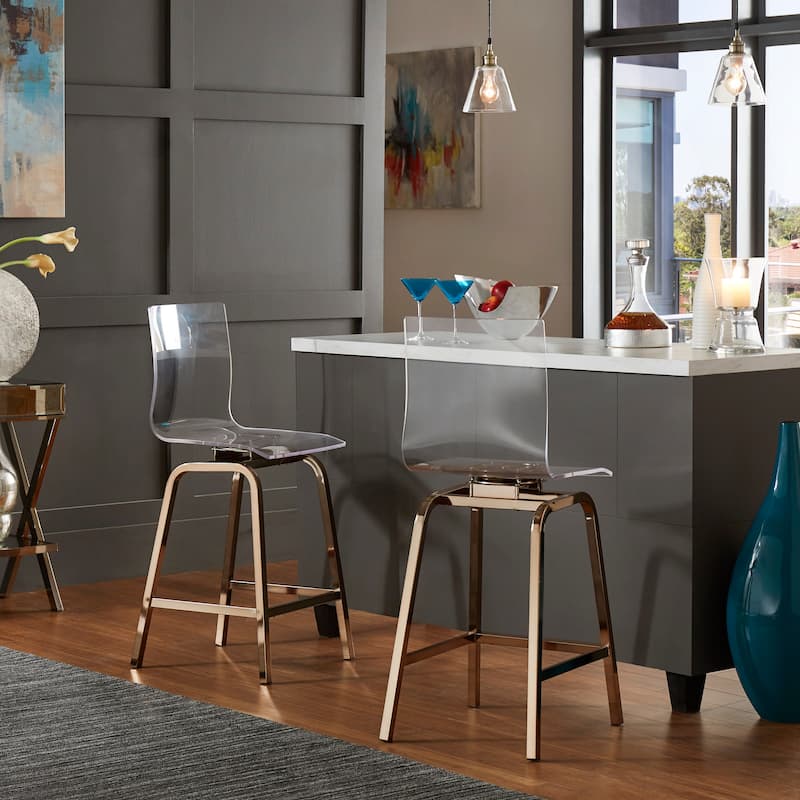Nova Round Glass Top Vortex Iron Base 5-Piece Counter Height Dining Set by iNSPIRE Q Bold