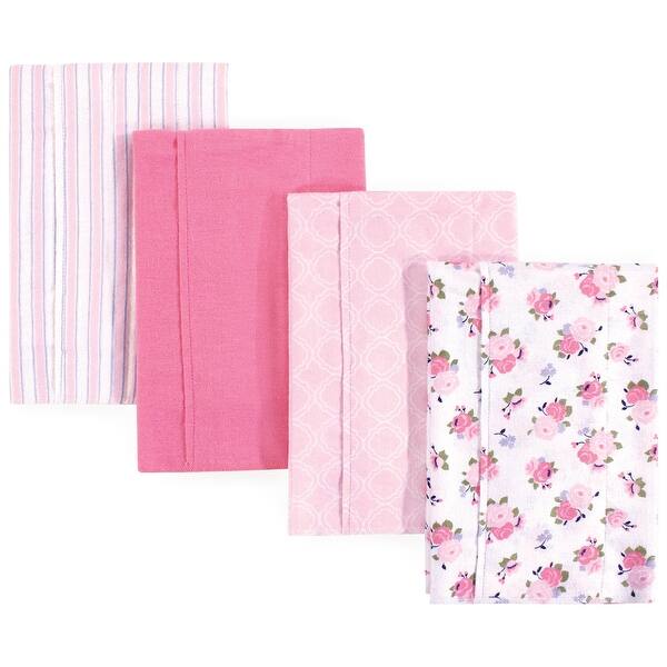 slide 1 of 1, Luvable Friends Baby Girl Cotton Flannel Burp Cloths 4pk, Garden, One Size - Garden - One Size One Size - Garden