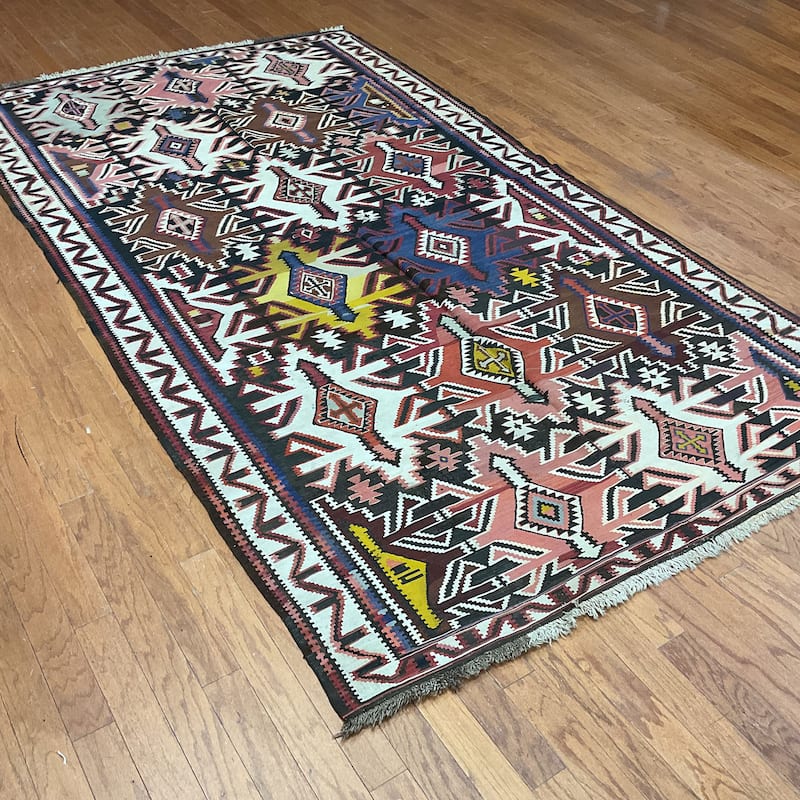 HERAT ORIENTAL Antique 1920s Handmade Caucasian Shirvan Wool Rug - 5'8" x 9'10"