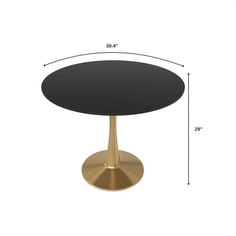 Bristol 40" Modern Round Dining Table with Accent Gold Steel Pedestal Base, Scratch-Resistant and Easy-Care