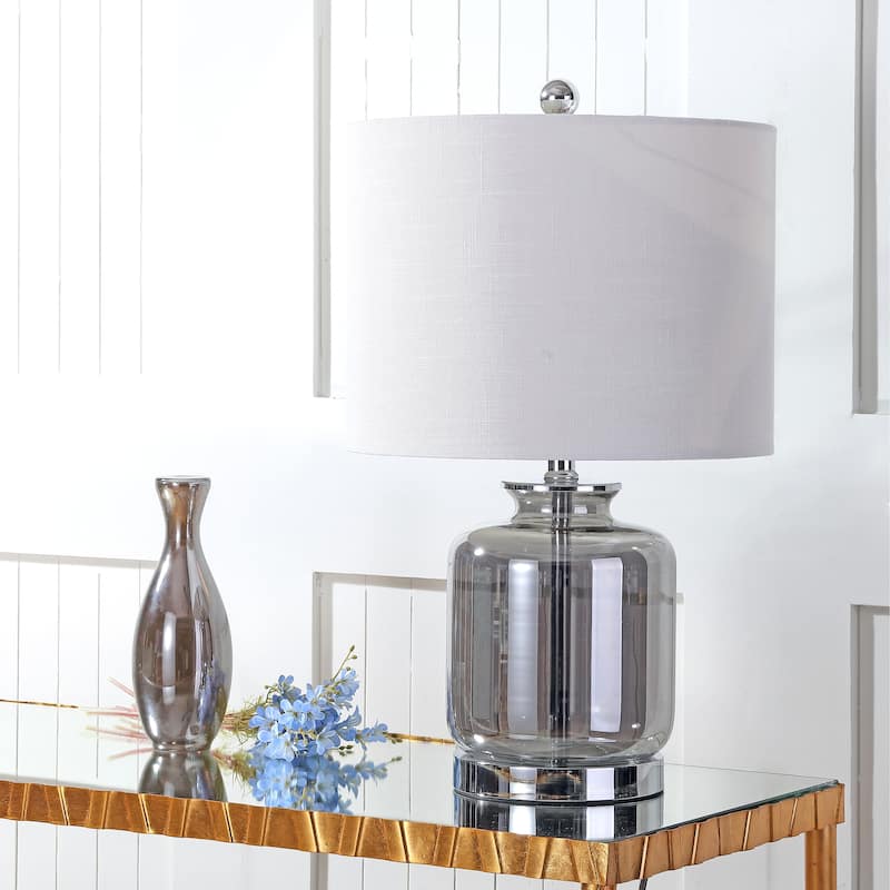 Evelyn 22" Glass LED Table Lamp, Smoked Gray by JONATHAN Y