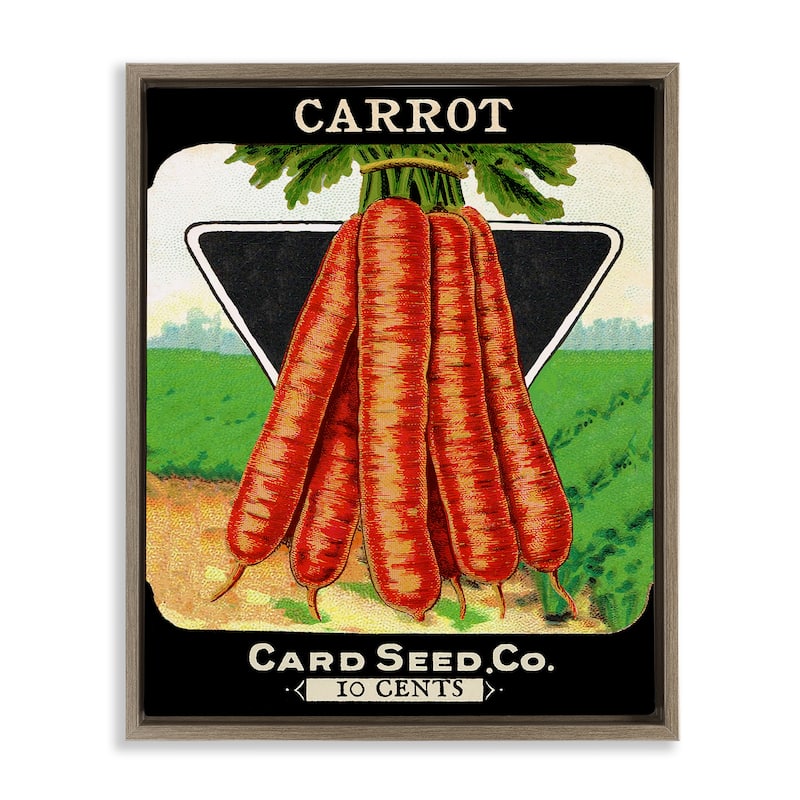Stupell Vintage Gardening Carrots Framed Floater Canvas Wall Art Design By Lil' Rue - 17 x 21 - Brown
