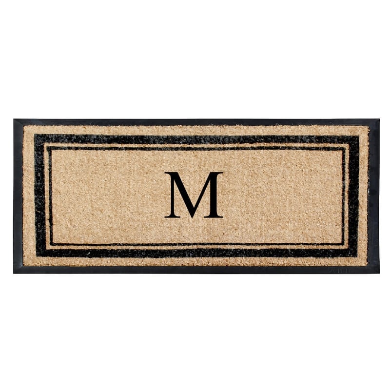 A1HC Natural Coir & Rubber Non Slip Thin Profile Front Door Large Monogrammed Door Mats 30x60 Inches - 30"x60" - M