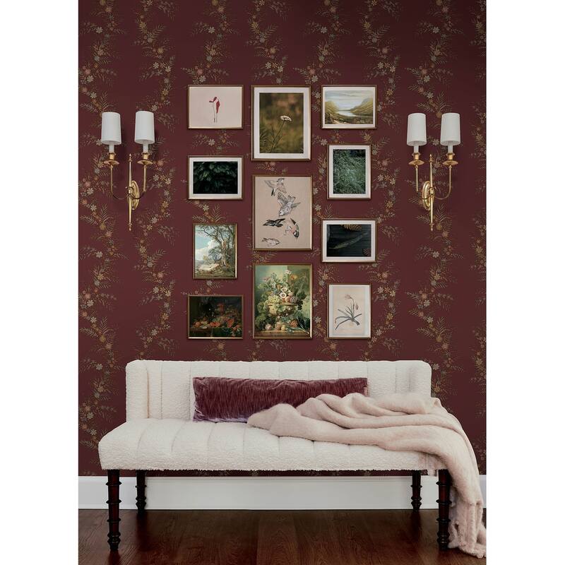 Posy Cranberry Peel and Stick Wallpaper
