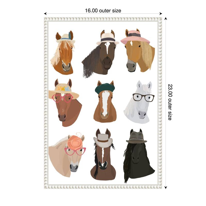 Horses In Hats by Hanna Melin (16 x 23 in.), Framed Canvas Wall Art Print