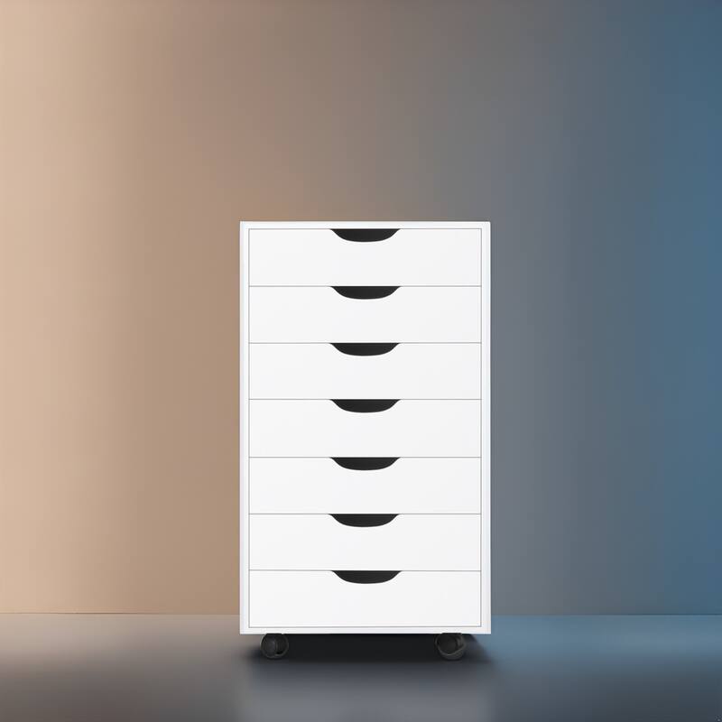 Sleek Modern Drawer Dresser Storage Cabinet with Grooved Drawer Pulls, Multipurpose Office File Storage Cabinet