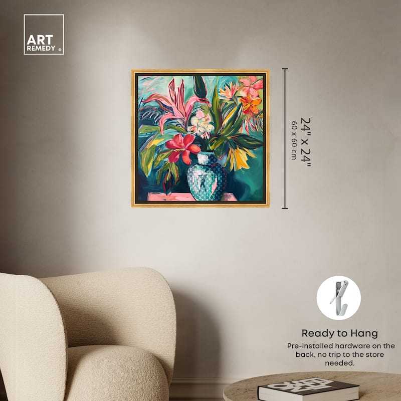Art Remedy Vase Of Tropical Flowers Framed Flowers In Vase Paintings