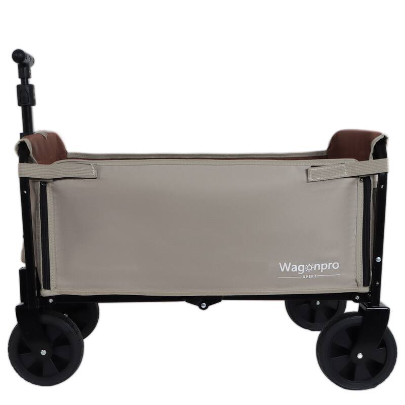 All-In-One Convertible Folding Camping Wagon Cart: Bench Seat, Storage Compartment & Included Dog Tether
