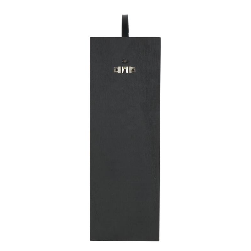 Black Metal Suspended Arched Cutout Wall Sconce with Brown Wood Backing and Beaded Edge