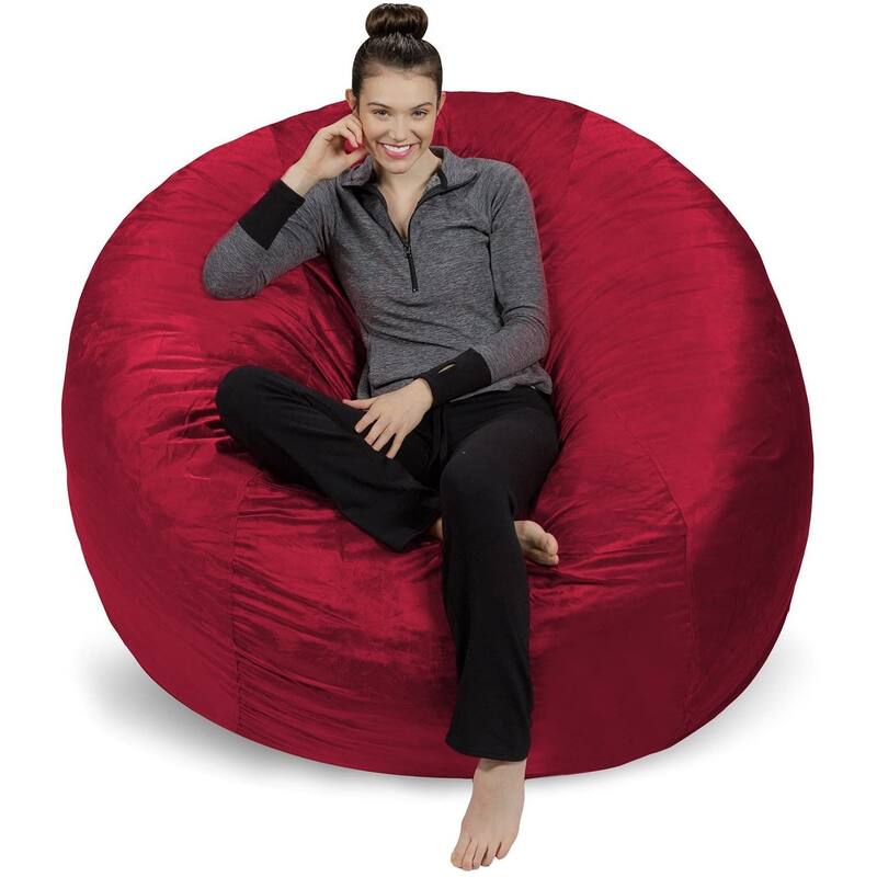 6-foot Memory Foam Bean Bag Chair - Red