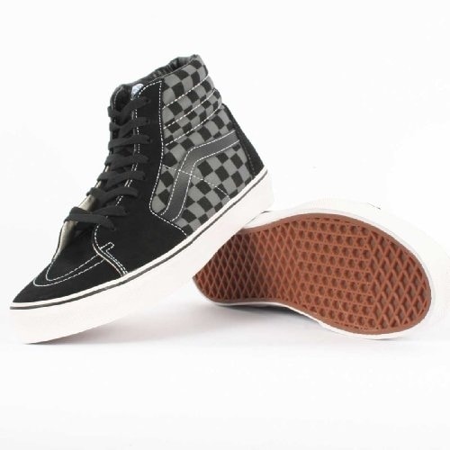 vans sk8 hi black pewter checkerboard