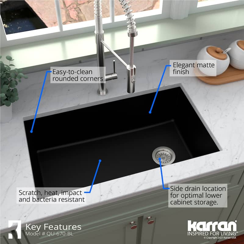 Karran Undermount Quartz Single-bowl Kitchen Sink