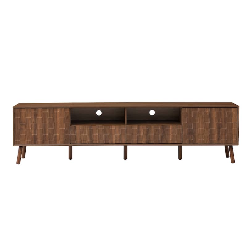 78inch Modern TV Stand for TVs up to 85 inches for Living Room, Entertainment Center with Solid Wood Legs