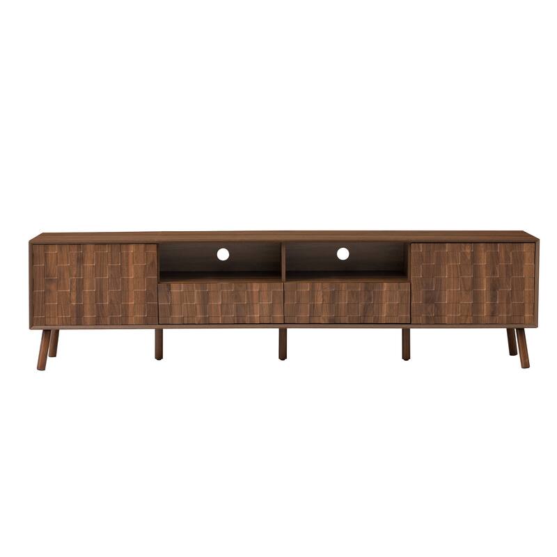 Wood TV Storage Console for TVs up to 85", Media Console Table TV Stand with 2 Drawers & 2 Cabinets for Living Room