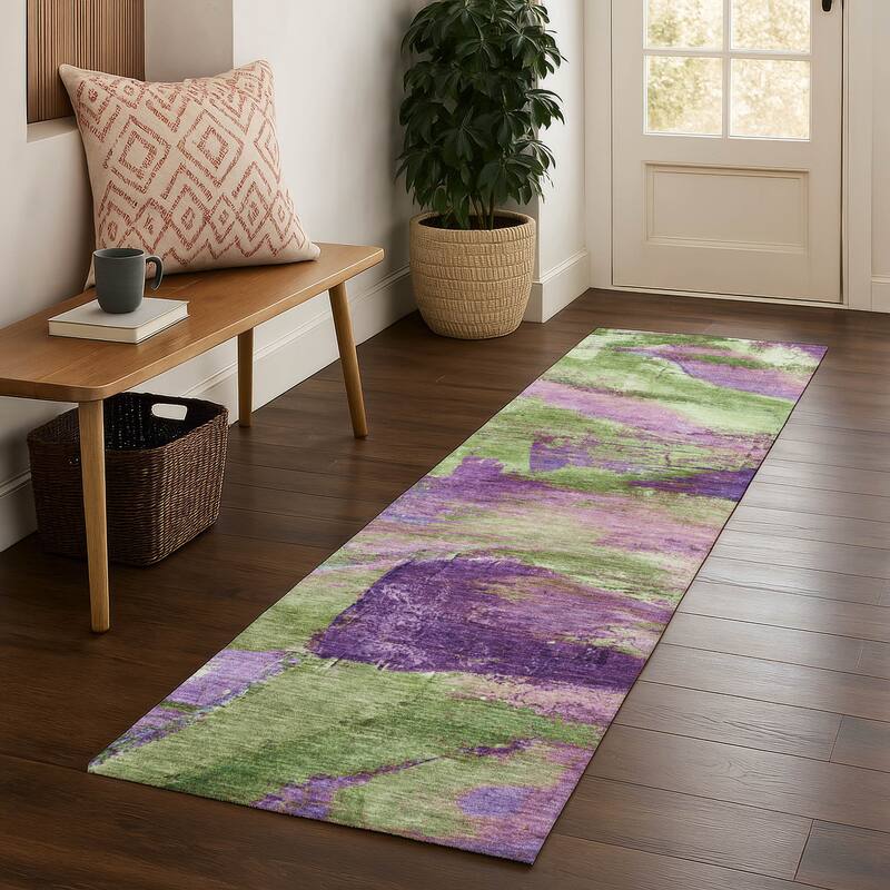 Premium Washable Super Soft Abstract Mayfield Rug - Purple - 2'3" x 7'6"