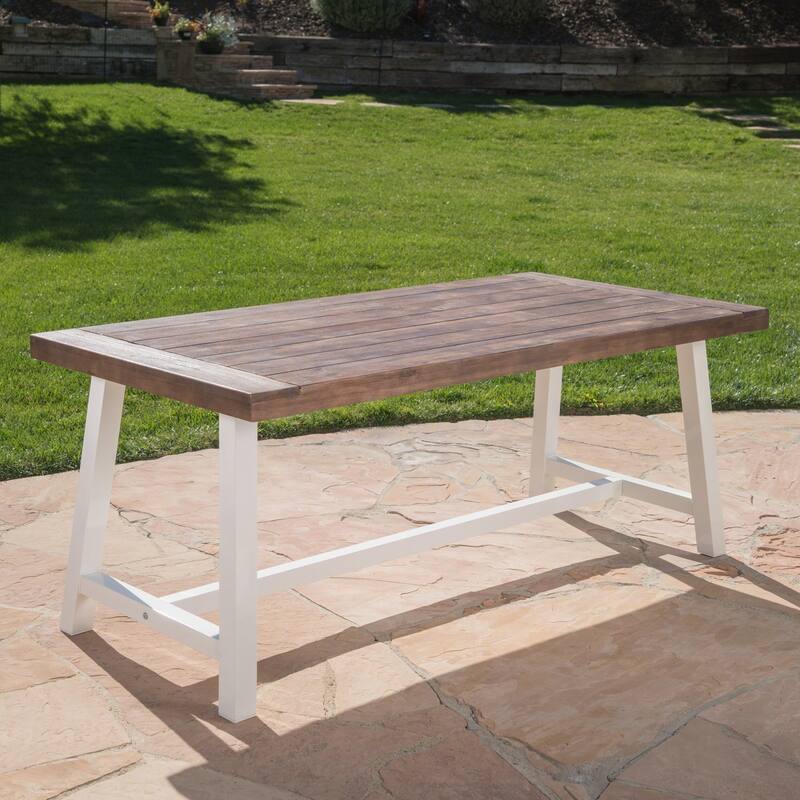 Outdoor Dark Brown Sandblast Finish Acacia Wood Dining Table