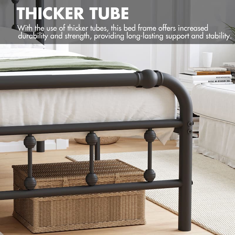 14 Inch Meatl Platform Bed With Headboard And Tailboard For Storage