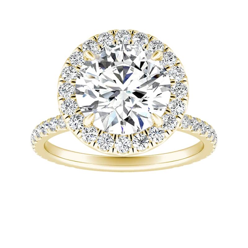 Auriya 14k Gold 2 1/2ctw Moissanite Halo Diamond Engagement Ring 5/8ct TDW - Yellow - 7.5