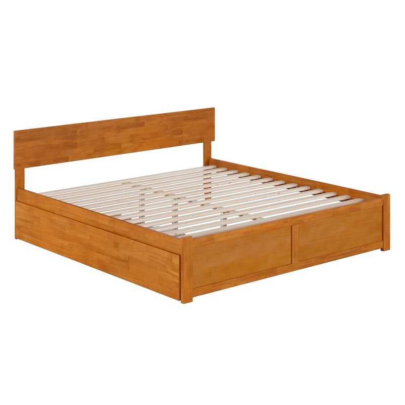 AFI Orlando Platform Bed with Footboard & Twin XL Trundle