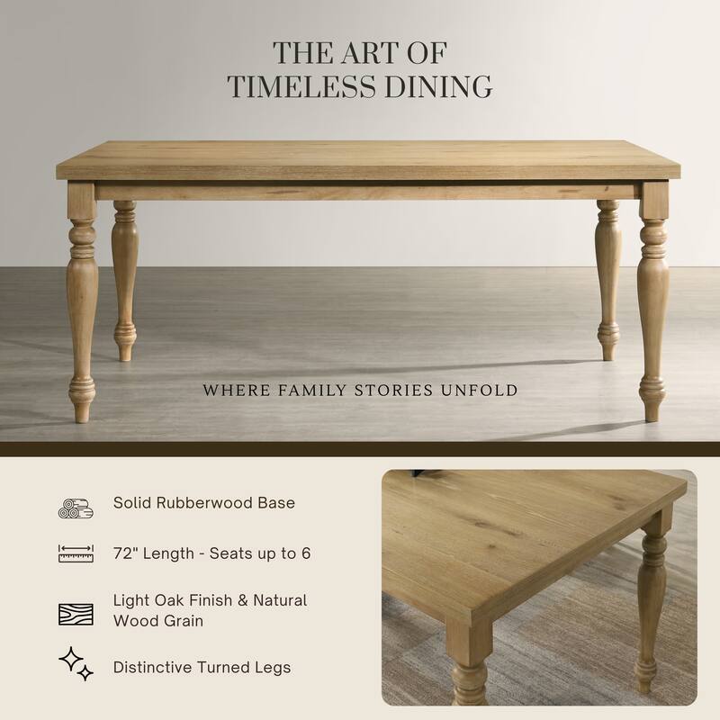 Roundhill Furniture Verta 7-Piece Dining Table with 6 Cross Back Dining Chairs, Light Oak Finish