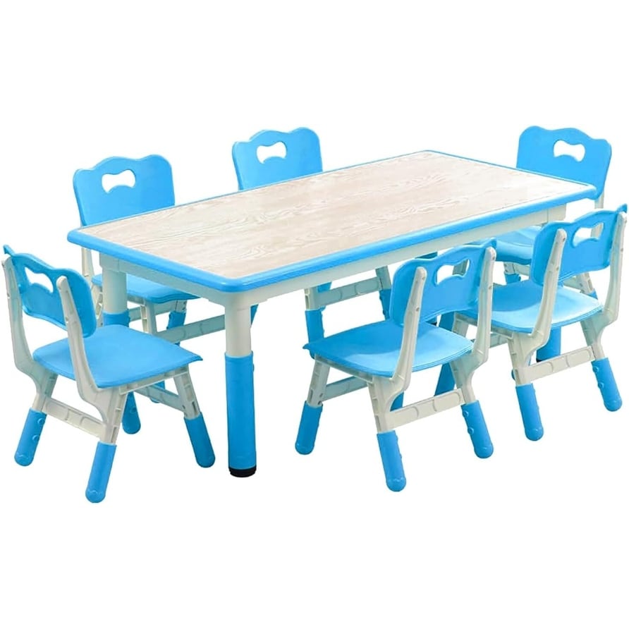 Kids Table and 6 Chair Set Height Adjustable Toddler Arts Crafts On Sale Bed Bath Beyond 40292817