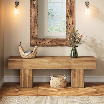 55-Inch Brown MDF Entry Way Bench, Long End of Bed for Bedroom