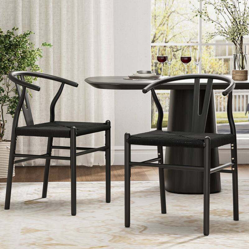 Set of 2 Handwoven Boho Dining Chairs