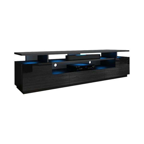 Black tv stand with led lights clearance
