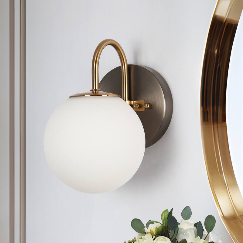 Aladari Modern Gold 3-Light Bathroom Vanity Lights Opal Glass Wall Sconces