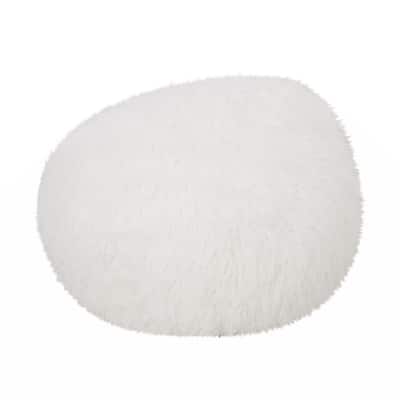 Mandana 3 Foot Rounded Faux Fur Bean Bag, White