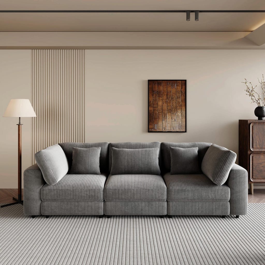 105'' 3-Seater Sofa with Removable Back Cushions and 5 Pillows