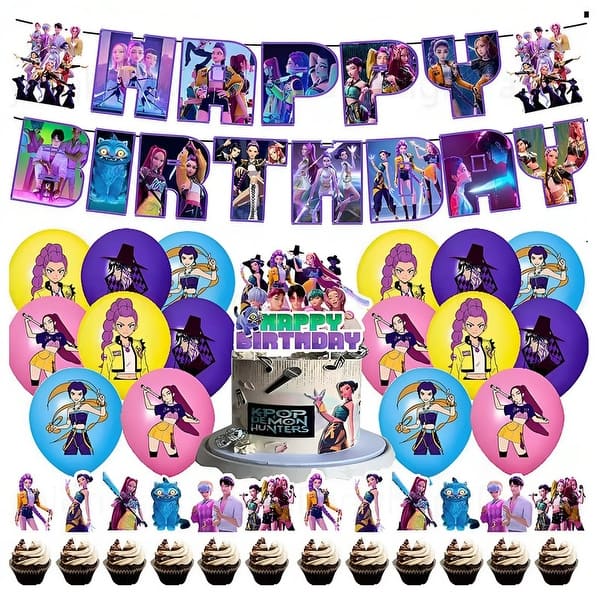 WINXMIN 12 uitnodigingskaarten verjaardag Demon Hunter Dance Kpop met zegelstickers, verschillende enveloppen, voorgevulde kaarten voor verjaardagsfeest, kinderen, 12 stuks
