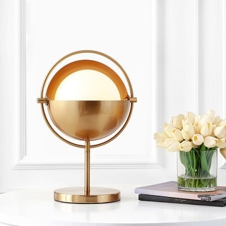 Marcel 17.5" Iron/Glass Art Deco Mid-Century Globe LED Table Lamp, Brass Gold by JONATHAN  Y