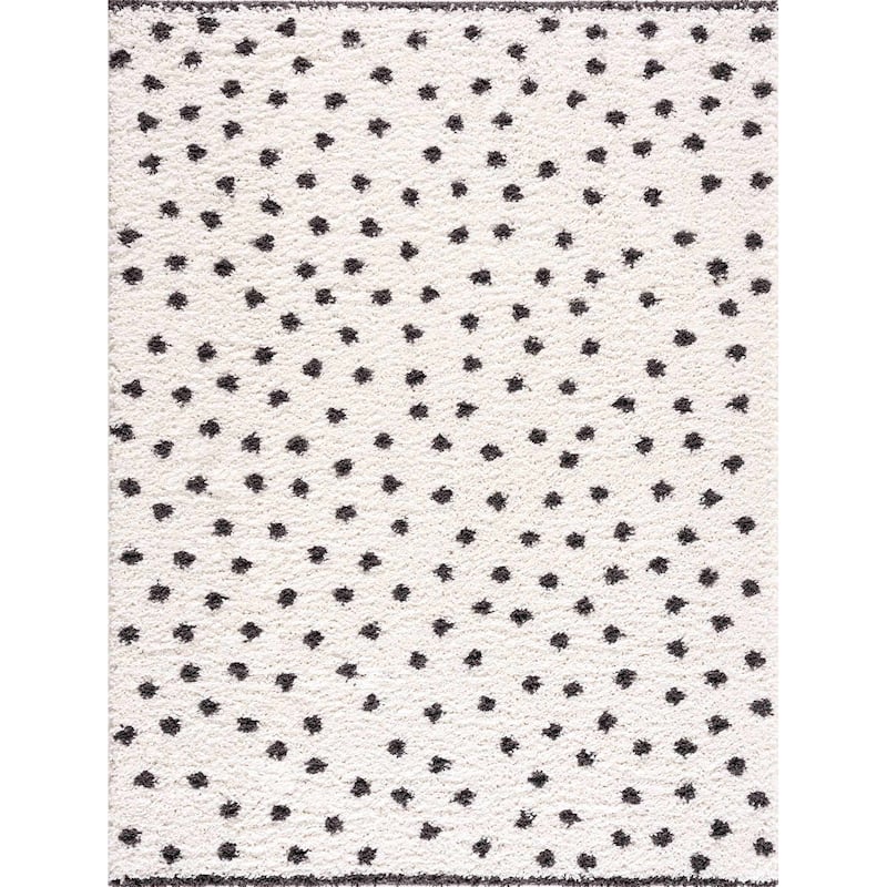 Hauteloom Chaia Living Room, Bedroom Area Rug - Plush Pile - White, Black - 2' x 3'