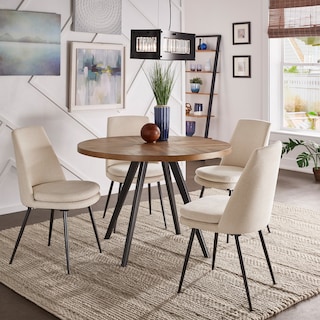 Saki Iron Grey Finish Chenille Fabric 5-Piece Dining Set by iNSPIRE Q Modern