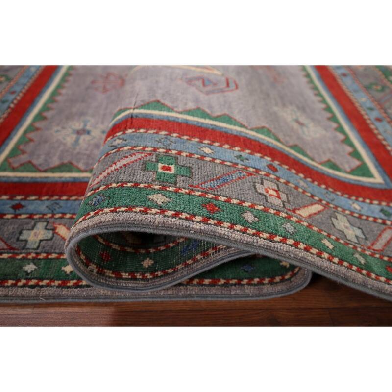 Kazak Accent Rug Hand-Knotted Traditional Wool Carpet - 4'4" x 5'11"