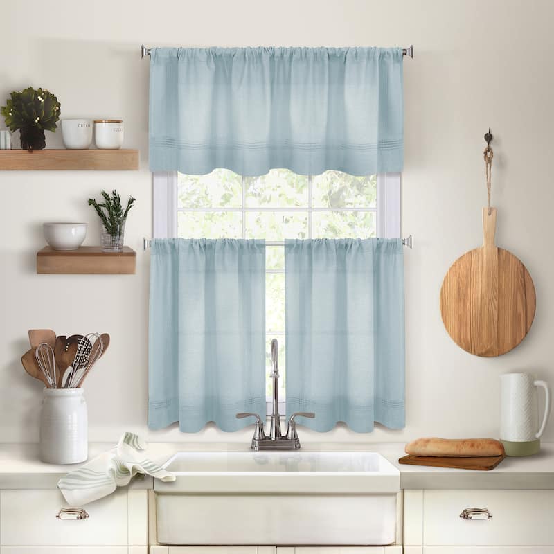 Maison Pintuck Kitchen Window Tiers, Set of 2