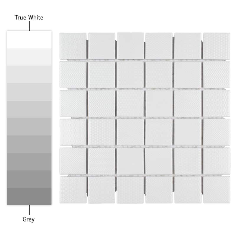 Merola Tile Celadon White 11-5/8" x 11-5/8" Porcelain Mosaic Floor and Wall Tile