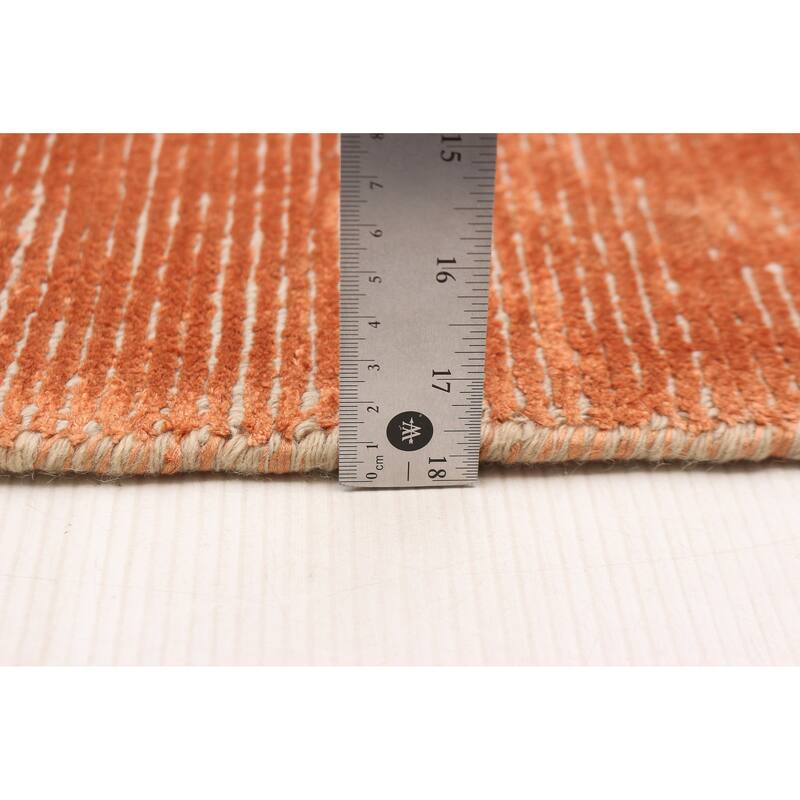 ECARPETGALLERY Hand Loomed Shimmer Copper Viscose, Wool Rug - 5'7 x 7'11
