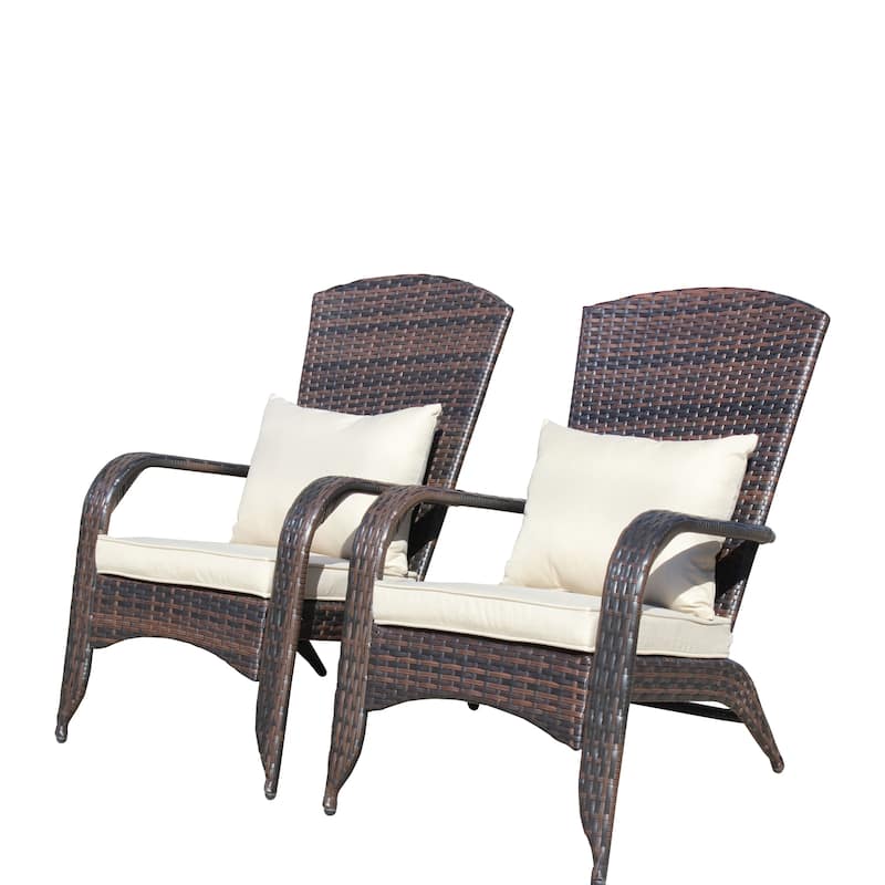 2 PCS Patio Wicker Chair with Cushions and Legs