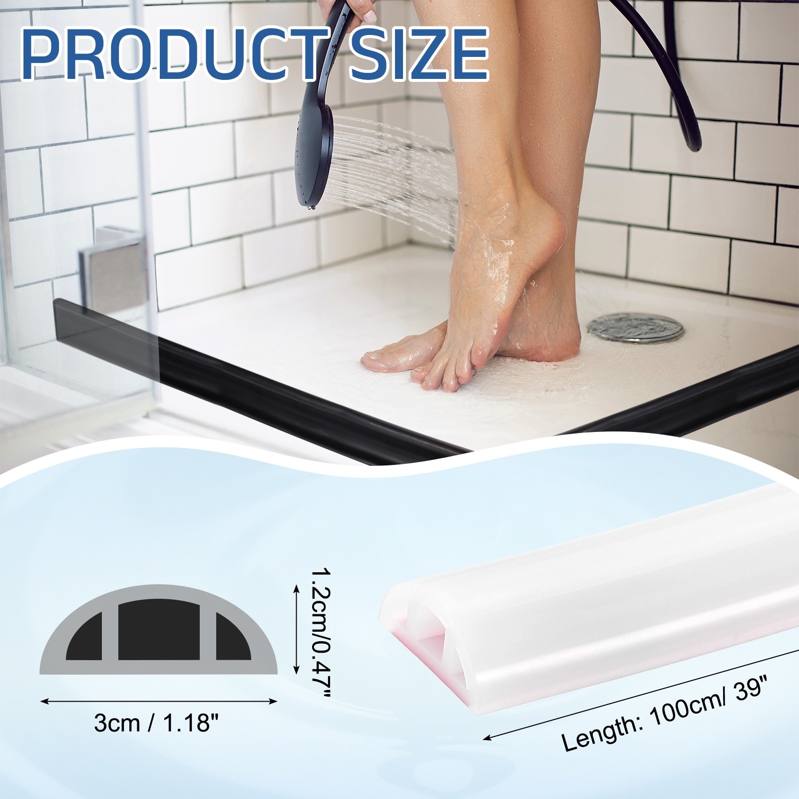 Shower Water Barrier, Silicone Splash Guard Shower