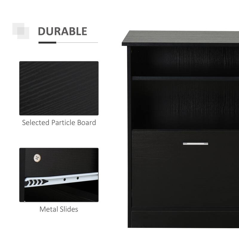 HOMCOM Computer Desk with Printer Cabinet, L-Shaped Corner Desk with Storage, Study PC Workstation for Home Office