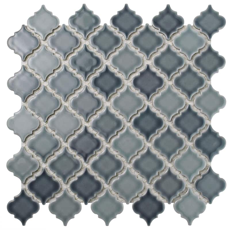 Merola Tile Hudson Tangier Stillwater 12-3/8" x 12-3/8" Porcelain Mosaic Floor and Wall Tile - Case (10 Tiles)