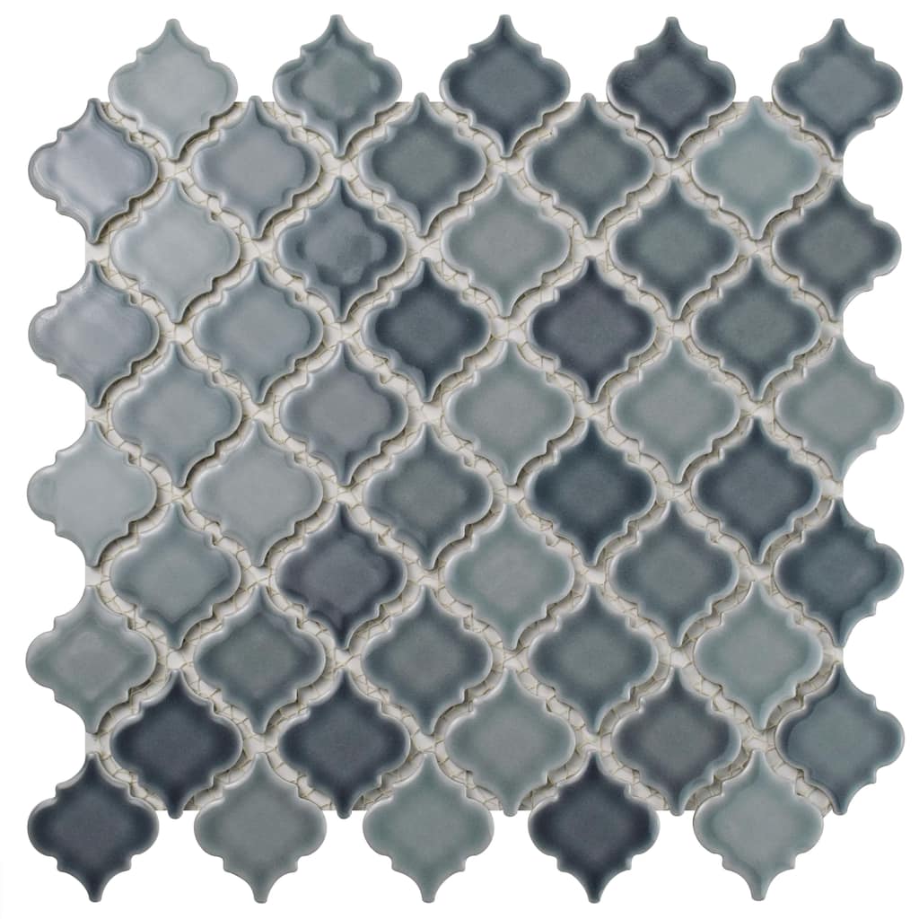 Merola Tile Hudson Tangier Stillwater 12-3/8" x 12-3/8" Porcelain Mosaic Floor and Wall Tile
