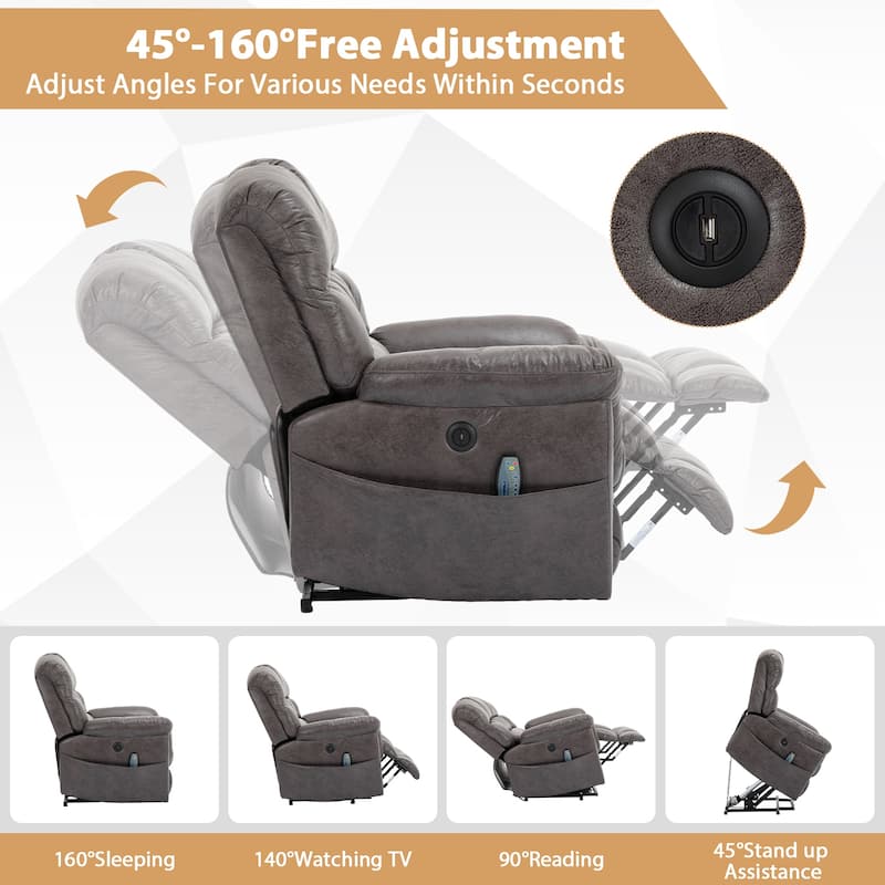 42" Wide Oversize Power Lift Recliner Chair with Massage and Heating