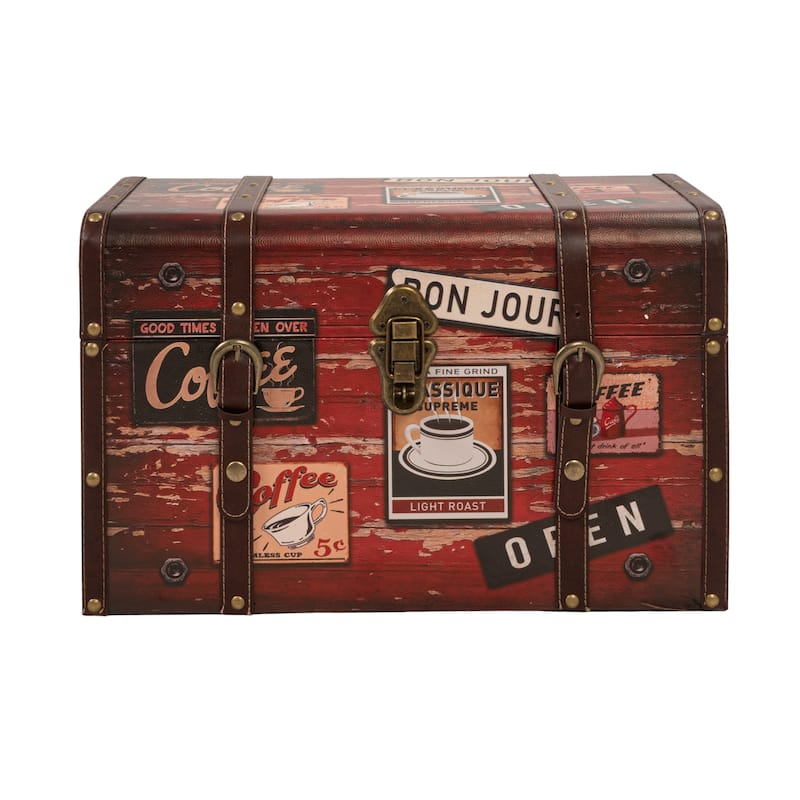 Household Essentials Decorative Trunk with Leather and Metal Accents & Hinged Lid - 11.4"L x 18.5"W x 11.4"H
