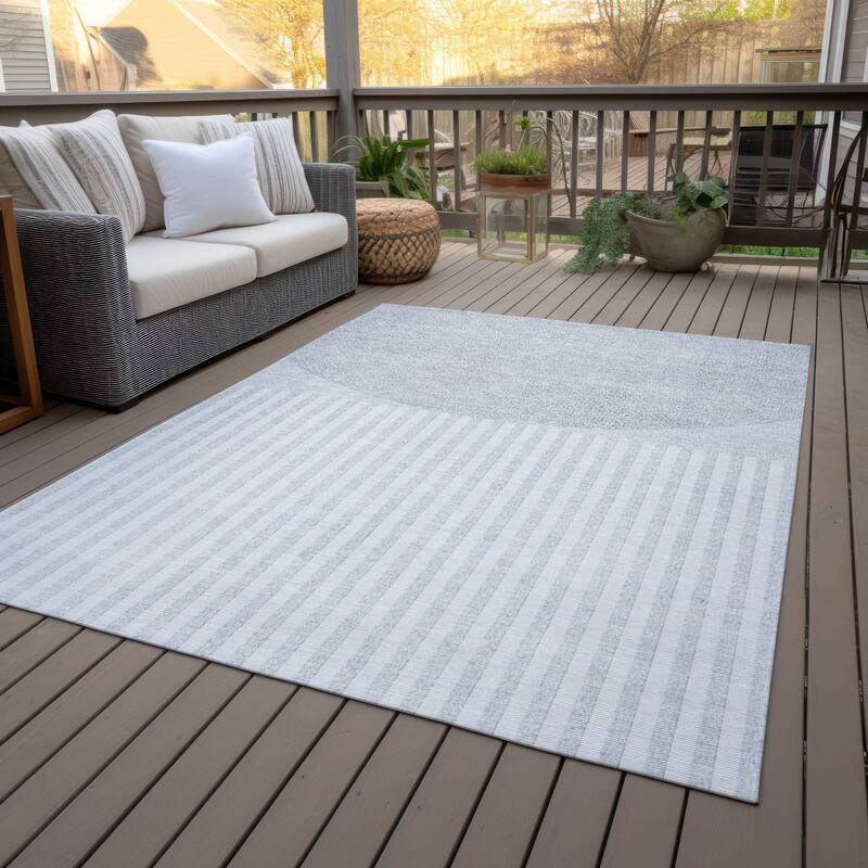 Machine Washable Indoor/Outdoor Contemporary Mod Chantille Rug